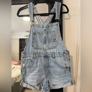 We The Free Light Blue Denim Shortalls